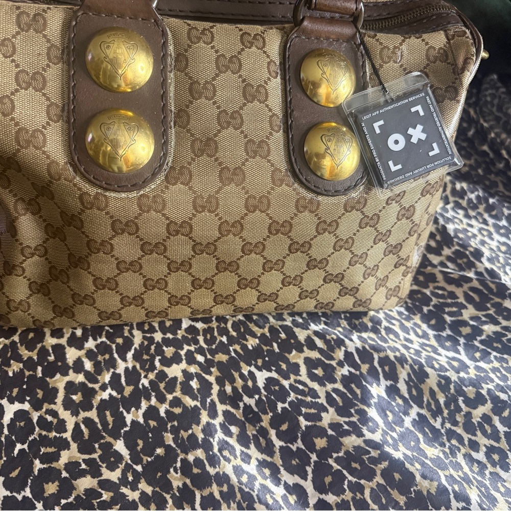 Gucci Tan and Brown Monogram Satchel